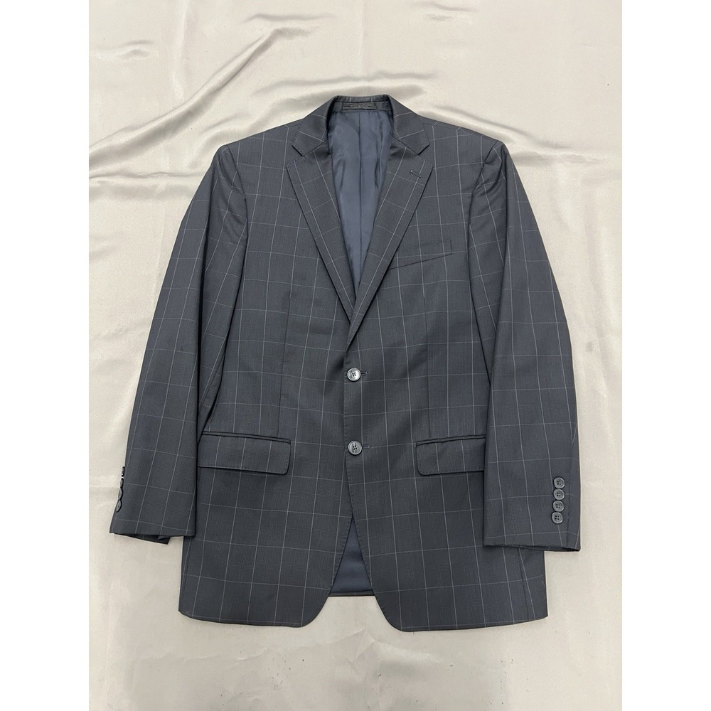 Joseph Abboud Men's Gray Wool Windowpane Blazer Jacket Size 38R